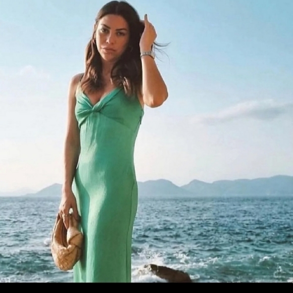 NWT Zara Green Knotted Slip Dress - Picture 5 of 15